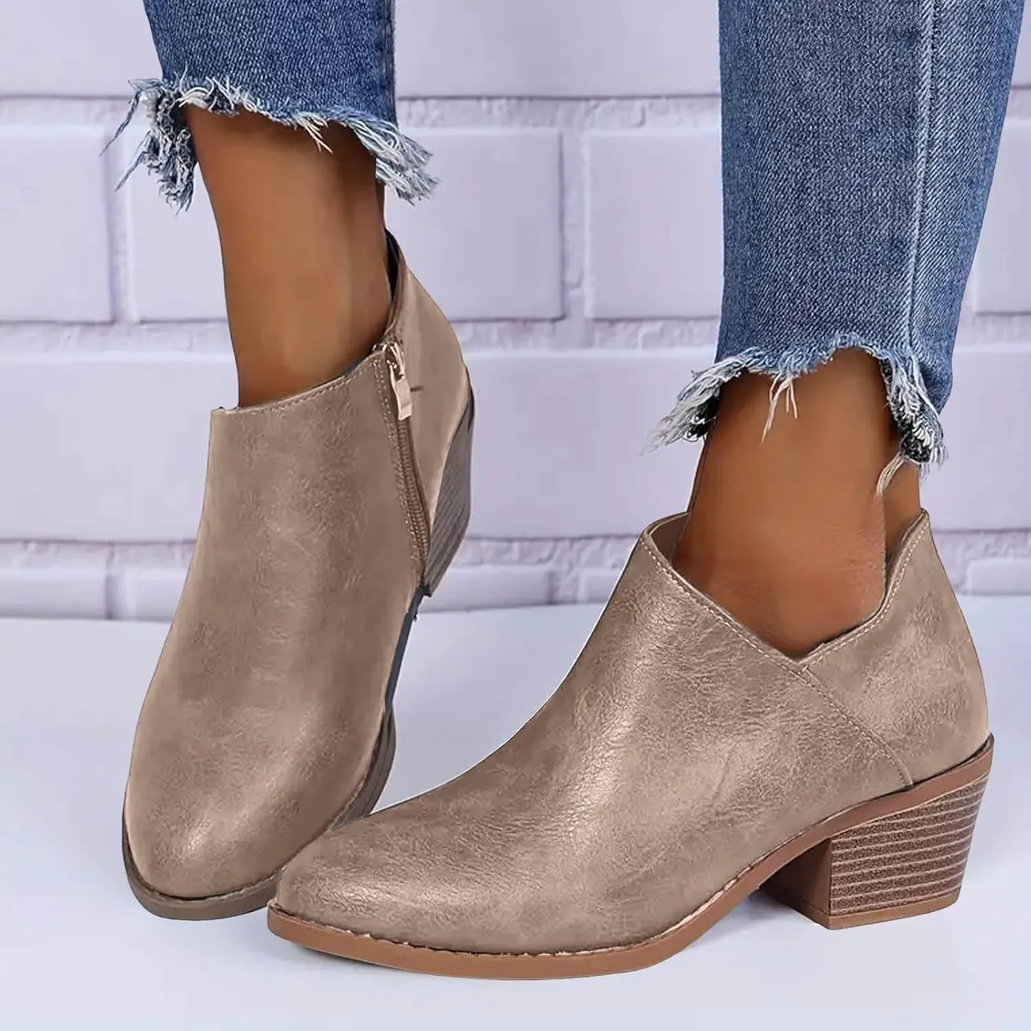 Ankle Boots for Women Women's Ankle Boots Side Zipper Chelsea Booties Winter Fall Fashion Short Boots Suede Low Stock Heel