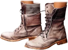Boots For Women Ankle Booties Western Mid Calf Combat Riding Fashion Winter Boots Low Heel Motorcycle Military Boots