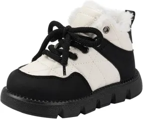 Boys Girls Winter Snow Boots, Warm Fr Lined Toddler Non Slip Water-Proof Ankle Boots Cozy Outdoor Walking Shoes