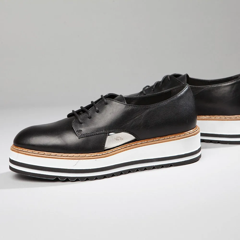 Brody - Classic Black Platform Oxford Mens Shoes