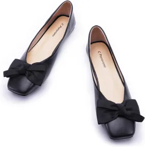 C.Paravano Women's Flats | Square Toe Shoes for Women | Leather Flat Shoes for Women | Slip On Ballet Flats