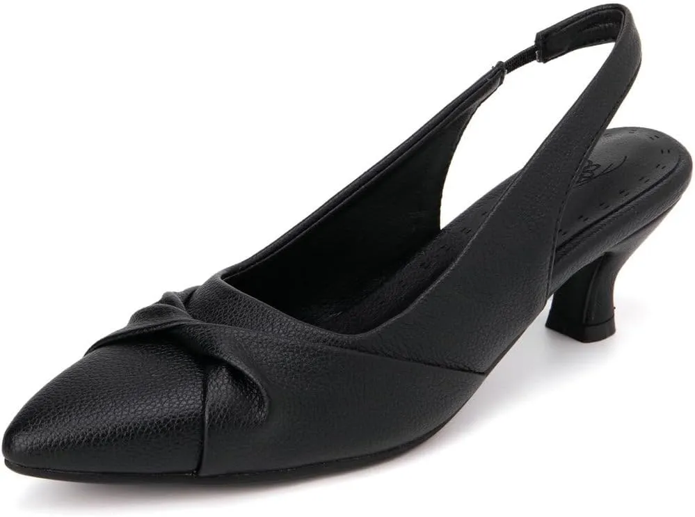 DINTAHA Pointed Toe Slingback Kitten Heels for Women,Low Kitten Heel Pumps Office Dress Shoes