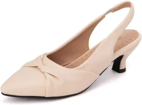 DINTAHA Pointed Toe Slingback Kitten Heels for Women,Low Kitten Heel Pumps Office Dress Shoes
