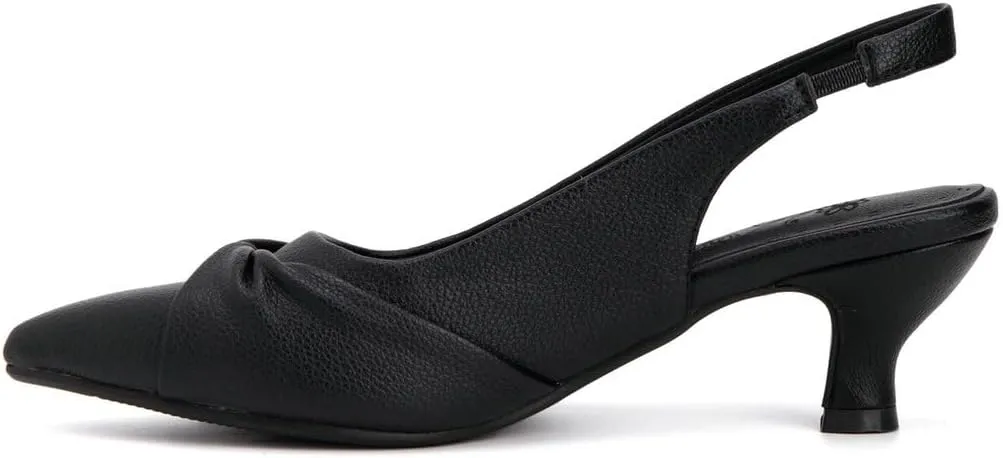 DINTAHA Pointed Toe Slingback Kitten Heels for Women,Low Kitten Heel Pumps Office Dress Shoes
