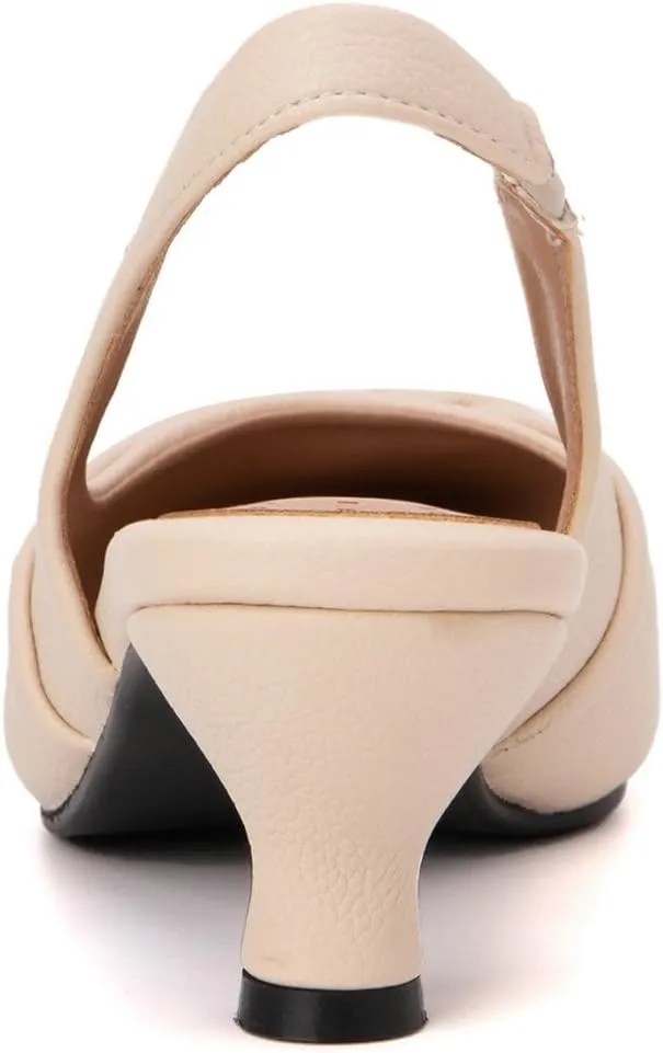 DINTAHA Pointed Toe Slingback Kitten Heels for Women,Low Kitten Heel Pumps Office Dress Shoes