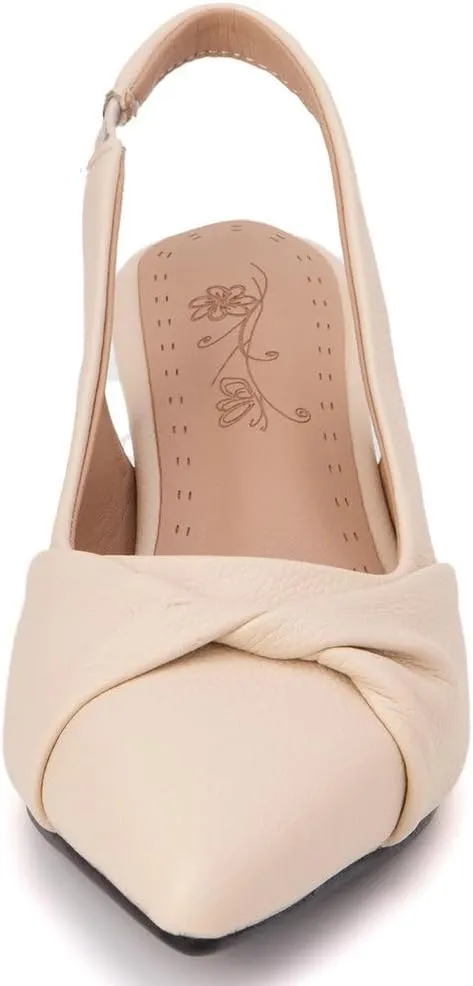 DINTAHA Pointed Toe Slingback Kitten Heels for Women,Low Kitten Heel Pumps Office Dress Shoes