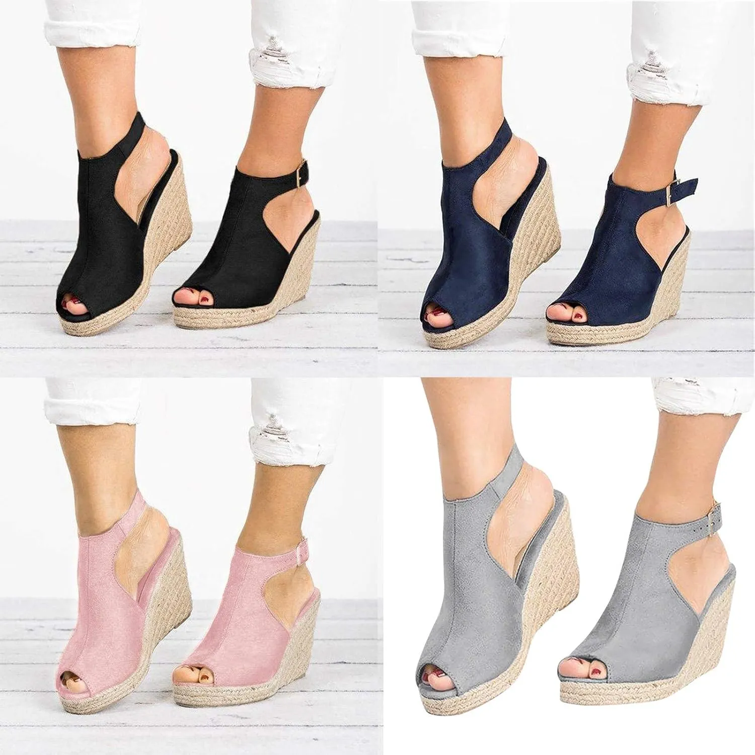 Espadrille Sandals for Women 2024 Summer Platform Sandals Women Ankle Strap Wedge Sandals Walking Shoes Beach Sandal