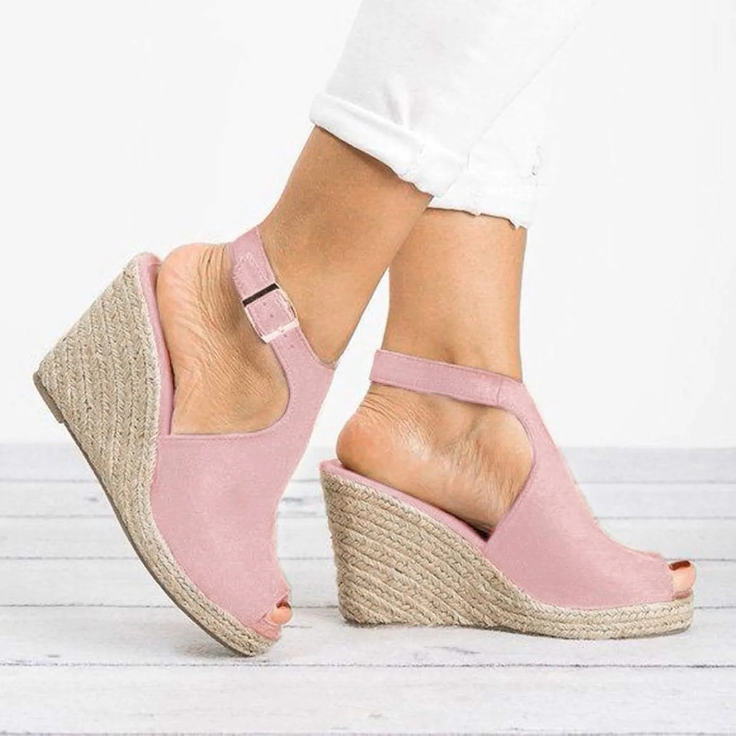 Espadrille Sandals for Women 2024 Summer Platform Sandals Women Ankle Strap Wedge Sandals Walking Shoes Beach Sandal