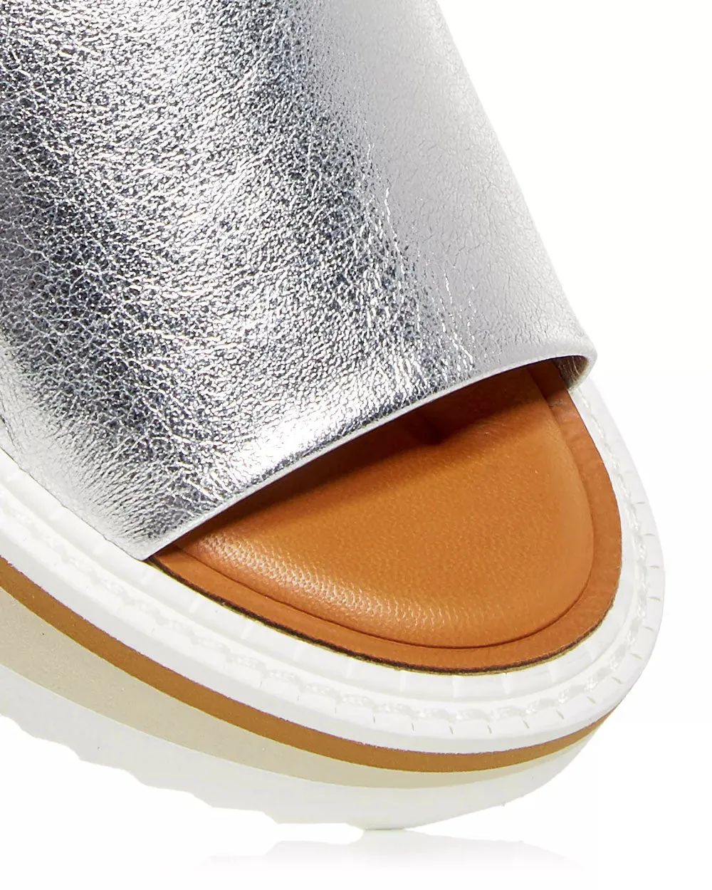 Fastie5 Wedge Slide Sandal in Silver