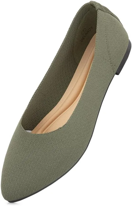 Herstyle Women's Flats  Dressy Pointed Toe Knit Ballet Flat Shoes with Memory Foam | Slip-On, Foldable & Comfortable for Work, Office, Party & Travel (2025 Trend)