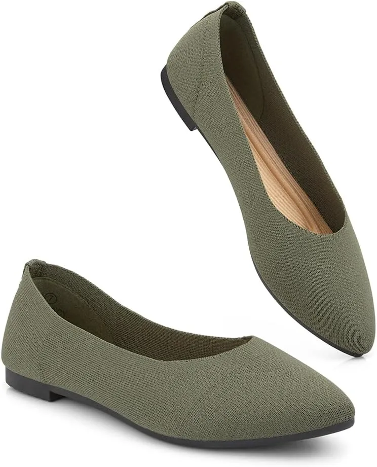 Herstyle Women's Flats  Dressy Pointed Toe Knit Ballet Flat Shoes with Memory Foam | Slip-On, Foldable & Comfortable for Work, Office, Party & Travel (2025 Trend)