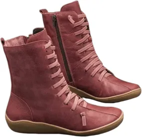 Ladmiple Boots For Women No Heel Fashion Ankle Booties Combat Boots Cowboy Cowgirl Western Short Booties Walking Shoes 2024