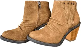 Lausiuoe Booties For Women Low Heel Comfortable Fashion Ankle Boots Chunky Stacked Wide Width Short Boots Western Shoes