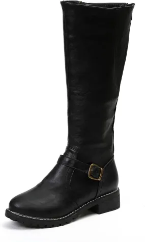 Lausiuoe Boots For Women Knee High Wide Width Cowboy Cowgirl Western Boots Low Heel Wide Calf Fashion Boot Pull-On