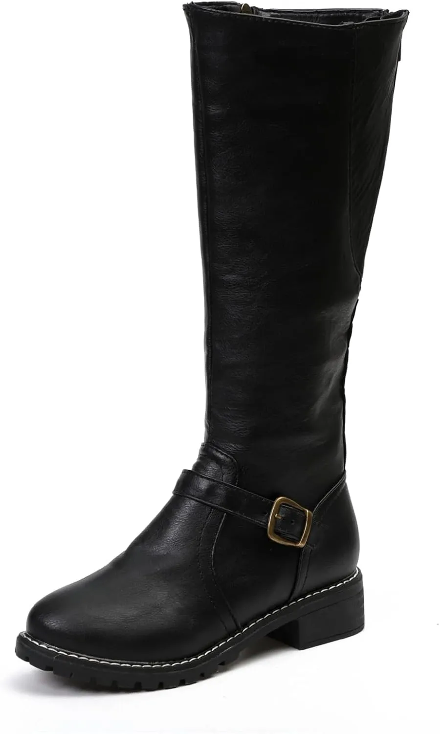 Lausiuoe Boots For Women Knee High Wide Width Cowboy Cowgirl Western Boots Low Heel Wide Calf Fashion Boot Pull-On