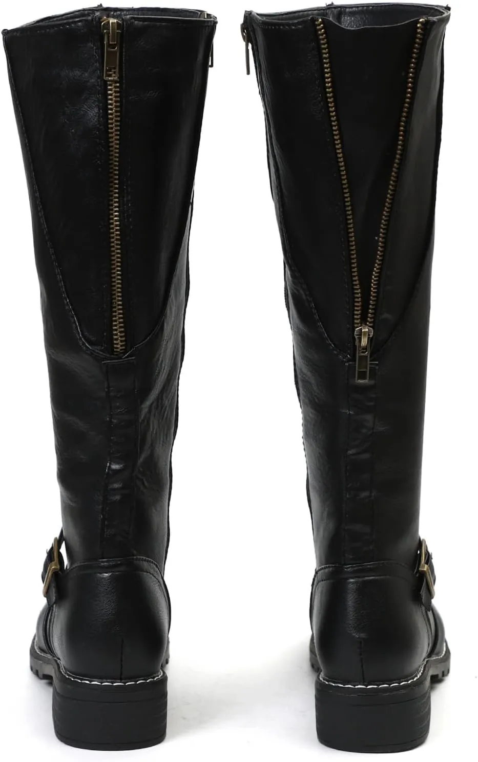 Lausiuoe Boots For Women Knee High Wide Width Cowboy Cowgirl Western Boots Low Heel Wide Calf Fashion Boot Pull-On