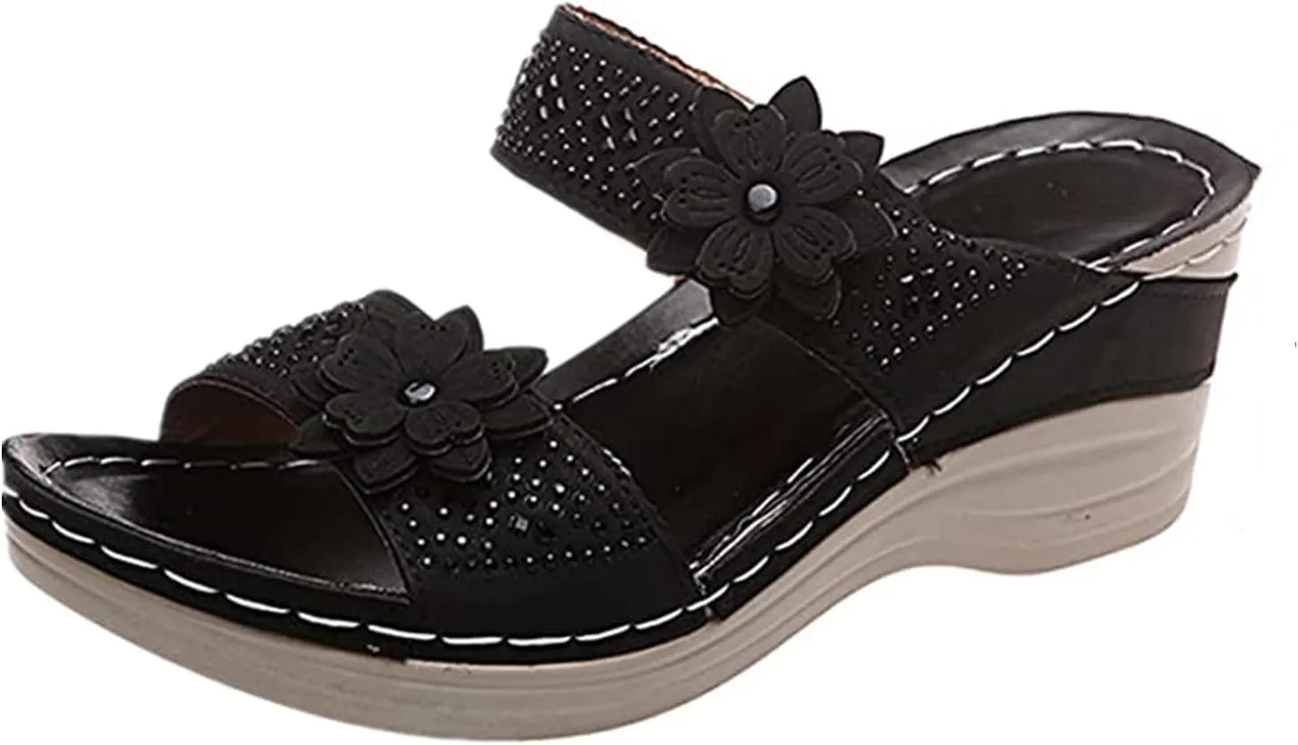 Lausiuoe Orthopedic Sandals Women Dressy Summer Flat Sandals Casual Comfortable Arch Support Orthotic Flip Flops Slides