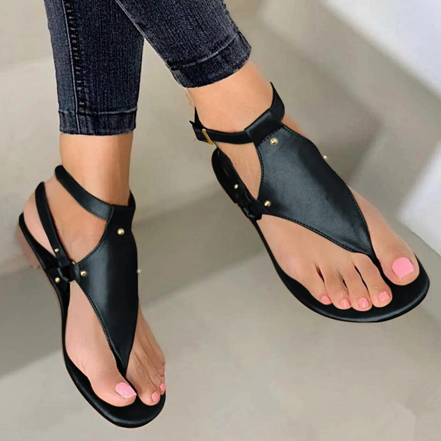 Lightweight Bohemian Sandals for Women Rhinestone Open Toe Slip on Casual Sandal Elegant Sandals for Women