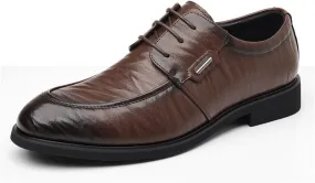 Mens Business Dress Shoes with Hand-Grabbed Texture Casual Oxford Shoes Trendy Commuter Office Shoes(Brown,6.5)