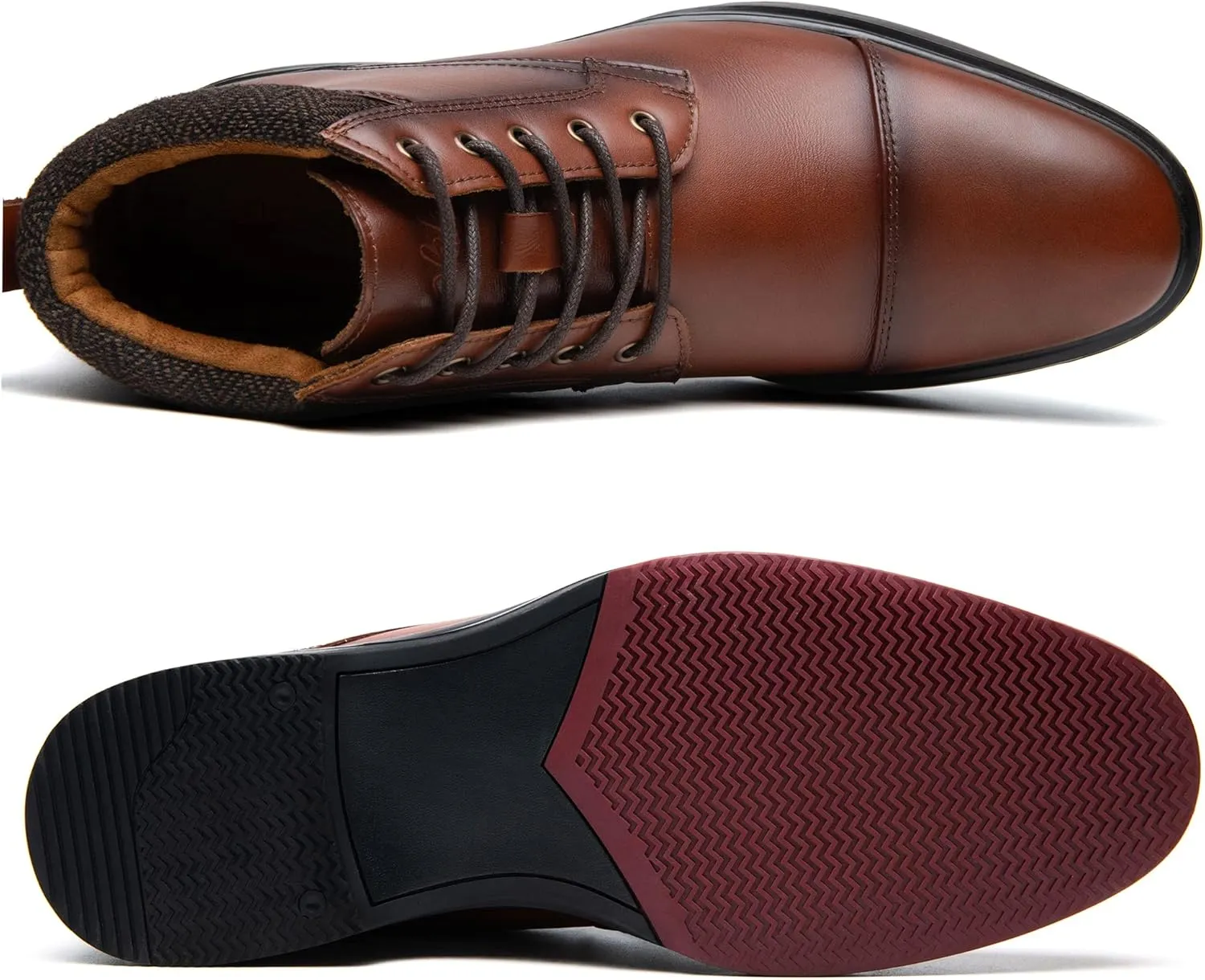 Mens Leather Oxford Dress Boots - Casual Chukka Ankle Boot Mid-Top Boots for Men