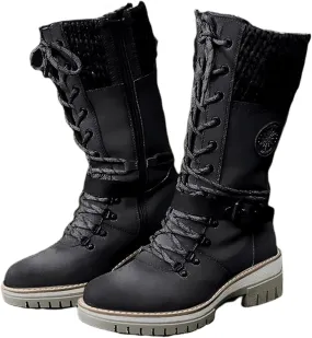 Motorcycle Boots Women Riding Mid Calf Dress Biker Boots Side Zipper Low Heel Combat Military Western Ankle Booties