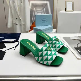 PRA EMBROIDERED SLIDES 65 GREEN FABRIC