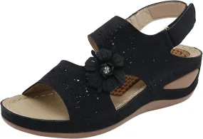Sandals Women Orthopedic Comfortable Flat Sandals for Women Summer Dressy Closed Toe Wedges for Women Evening Orthopaedic Shoes for Women Arch Support Orthopedic Shoes Wide Width Tie Up Sandals