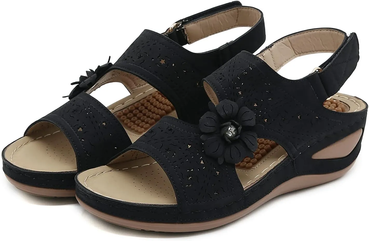 Sandals Women Orthopedic Comfortable Flat Sandals for Women Summer Dressy Closed Toe Wedges for Women Evening Orthopaedic Shoes for Women Arch Support Orthopedic Shoes Wide Width Tie Up Sandals