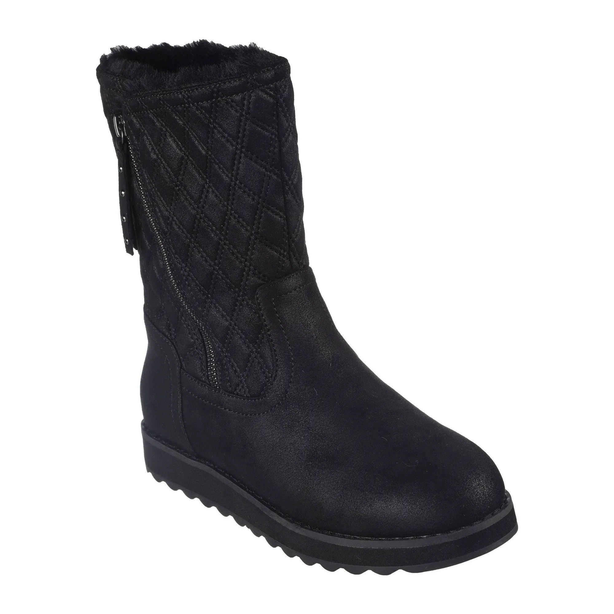 Skechers 167675 Keepsakes 2.0 Morning Walks Ladies Black Textile Water Resistant Vegan Side Zip Ankle Boots