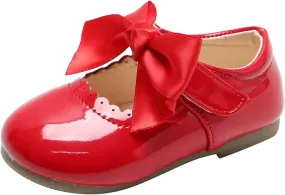 Toddler Girls Slip On Shoes Baby Girl Kids Cute Princess Shoes Fashion Bow Hollow Out Non-Slip Leather Flats Shoes T-177 Red 9.5