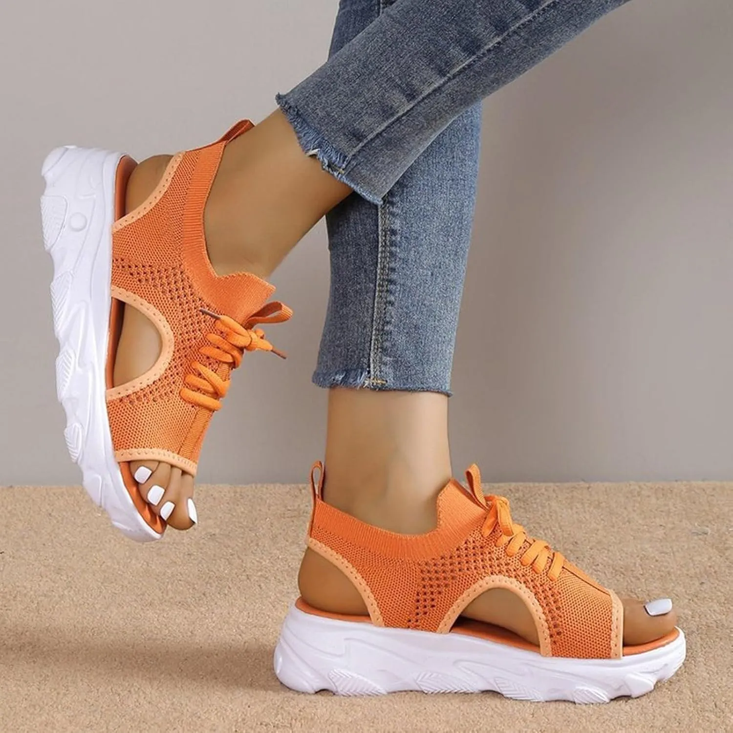 Wedge Sandals for Women Orthopedic Slide Sport Sandals Open Toe Summer Dressy Platform Sandal Arch Support Wide Width Shoes Comfy Sports Knit Sandal Soft Sole Fashion Trendy Dressy Shoes 2025