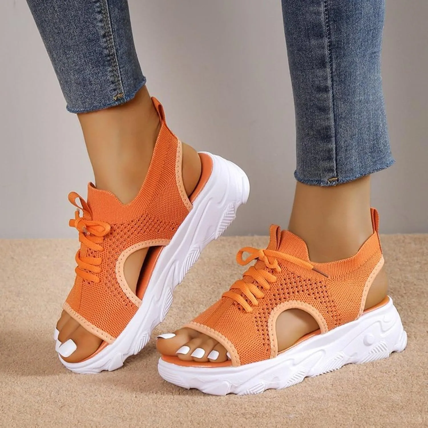 Wedge Sandals for Women Orthopedic Slide Sport Sandals Open Toe Summer Dressy Platform Sandal Arch Support Wide Width Shoes Comfy Sports Knit Sandal Soft Sole Fashion Trendy Dressy Shoes 2025