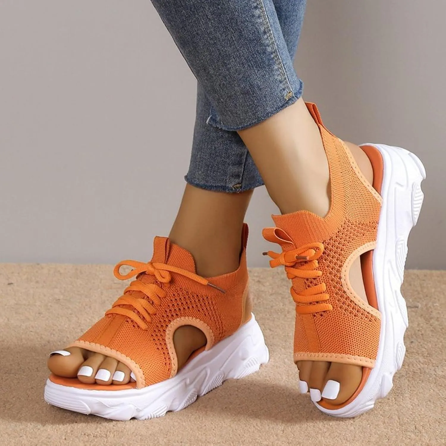 Wedge Sandals for Women Orthopedic Slide Sport Sandals Open Toe Summer Dressy Platform Sandal Arch Support Wide Width Shoes Comfy Sports Knit Sandal Soft Sole Fashion Trendy Dressy Shoes 2025