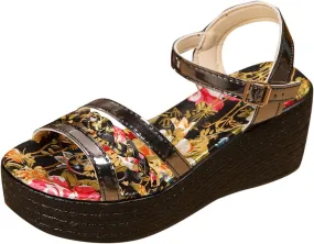Wedges Heels for Women Comfy Low Wedge Sandals Fashion Floral Open Toe Dressy Platform Sandals Slip on Ladies Shoes