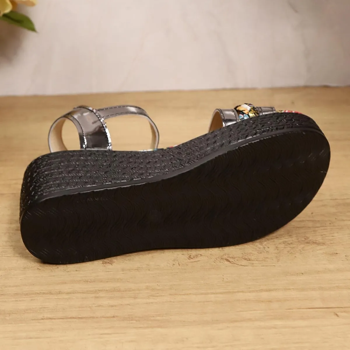 Wedges Heels for Women Comfy Low Wedge Sandals Fashion Floral Open Toe Dressy Platform Sandals Slip on Ladies Shoes