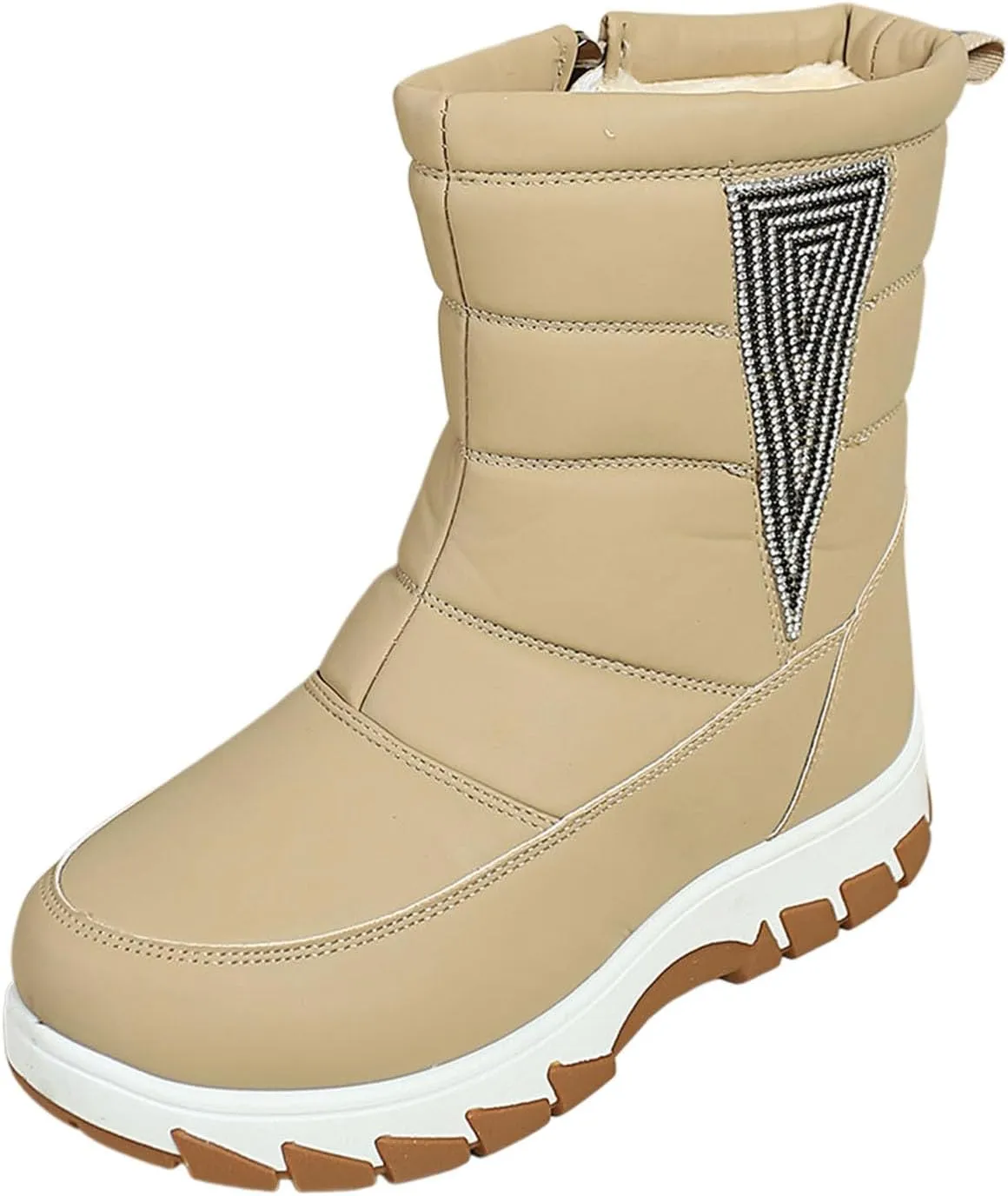Winter Boots for Women Fur Lined Warm Winter Boots Mid Calf Waterproof Snow Boots Walking Boots