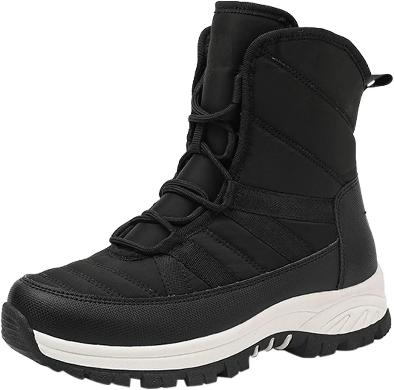 Winter Boots for Women Warm Fur Lined Boots Waterproof Anti Slip Outdoor Lace Up Mid Calf Boots Sneakers