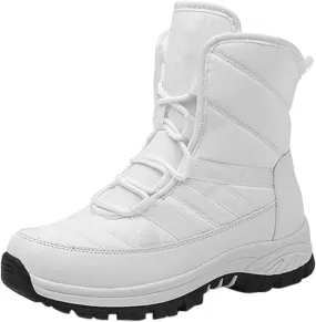 Winter Boots for Women Warm Fur Lined Boots Waterproof Anti Slip Outdoor Lace Up Mid Calf Boots Sneakers
