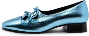 Women Low Chunky Heel Pumps Square Toe Bow Dress Pumps Lace Up Comfort 1 inch Block Heel Dress Shoes Slip On Chic Cute Basic Office Ladies Loafer Shoes Party Dating 4-11 M US