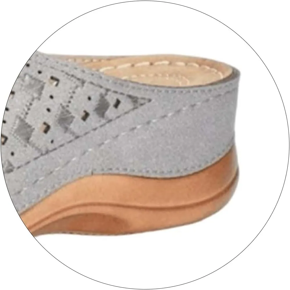 Women Wedge Sandals Summer Dressy Low Heel Sandals Comfortable Soft Leather Slip On Sandal Shoes with Arch Support Available Shoes for Summer Beach Oceanside Holiday Outdoor
