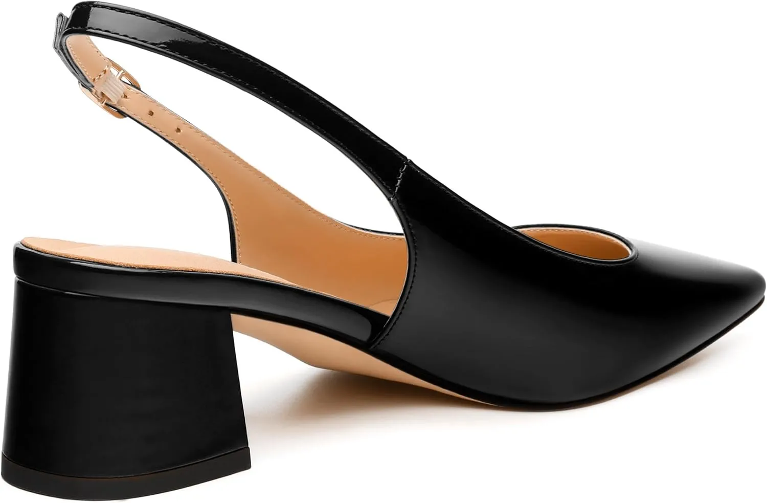Womens Slingbacks, Pointed Toe Mid Block Heel Slingback Pumps for Women, Leather Insole Comfort Pumps 2"