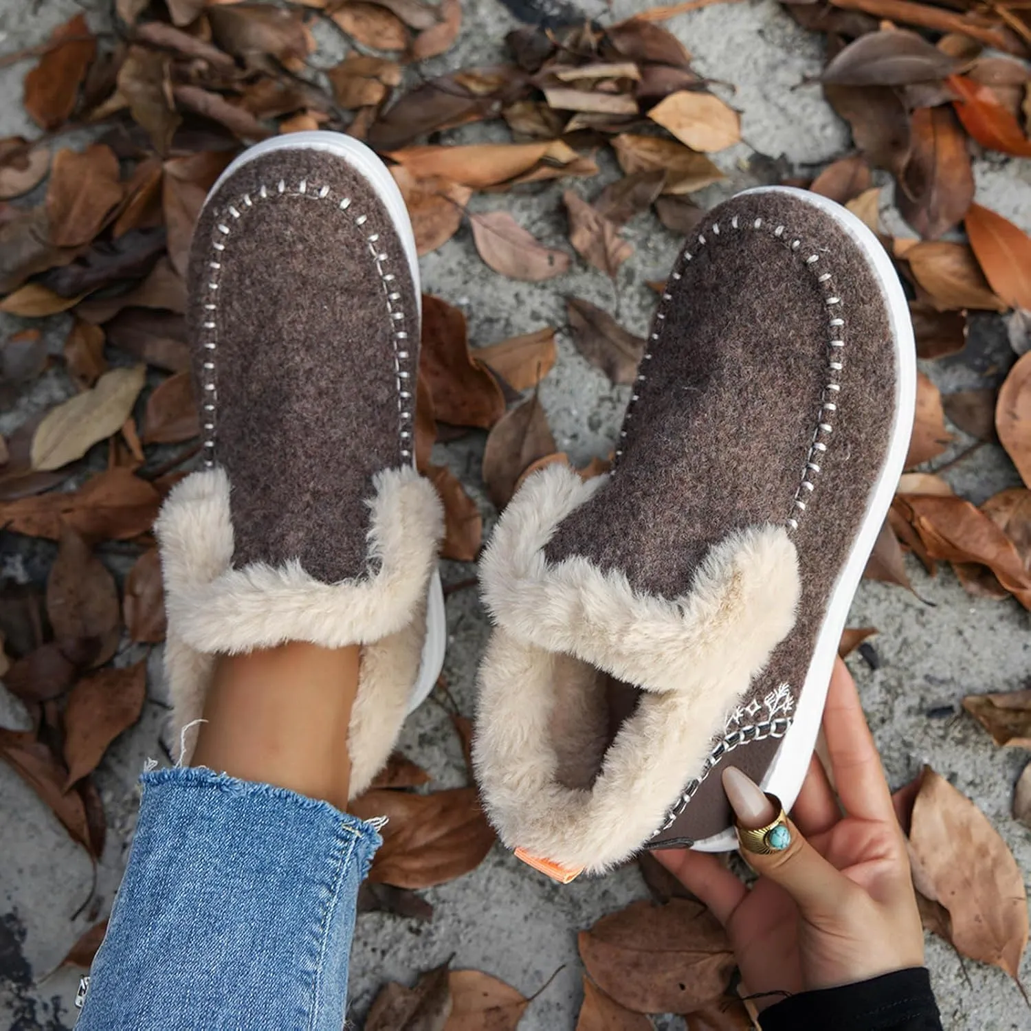 Womens Snow Boots Comfort Fashion Ankle Booties Winter Warm Shoe Outdoor Walking Slip On Boot Lounge Daily Shoes