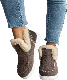 Womens Snow Boots Comfort Fashion Ankle Booties Winter Warm Shoe Outdoor Walking Slip On Boot Lounge Daily Shoes
