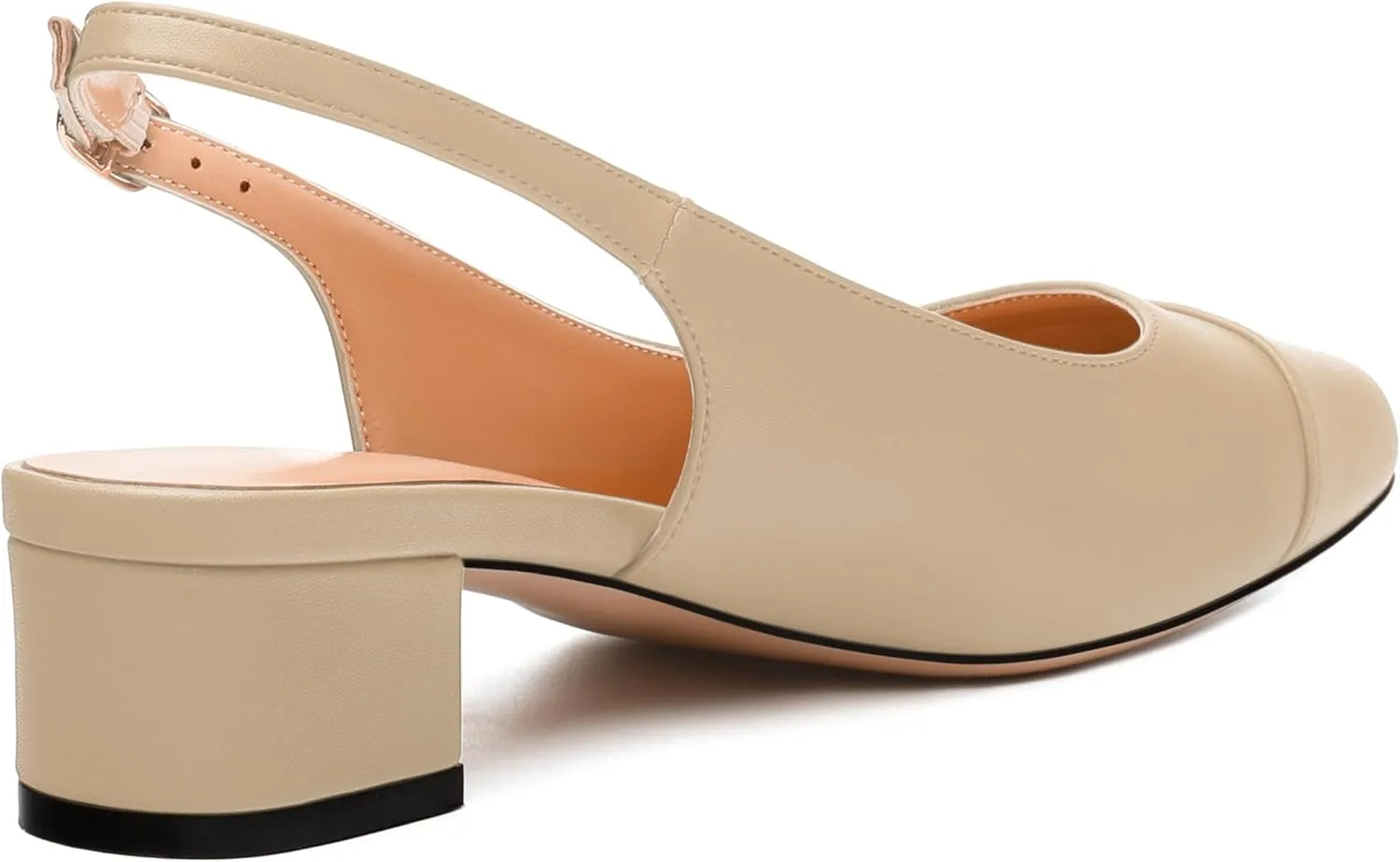 Womens Sqaure Toe Block Heel Slingback Pumps