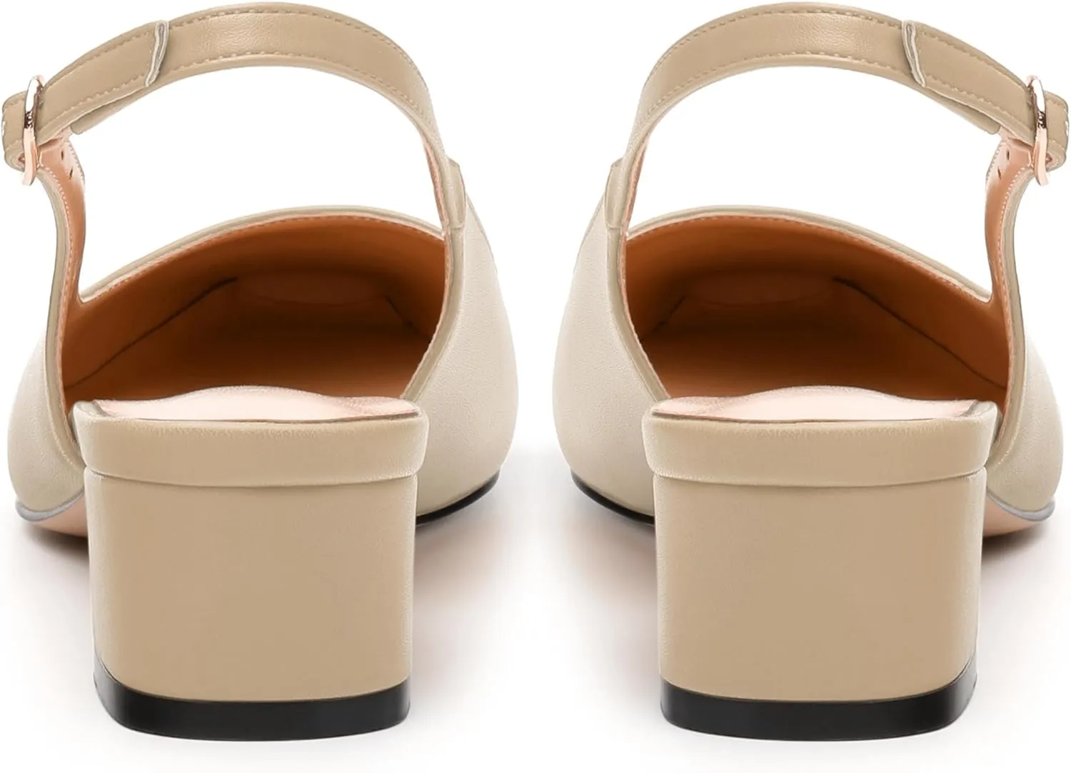 Womens Sqaure Toe Block Heel Slingback Pumps
