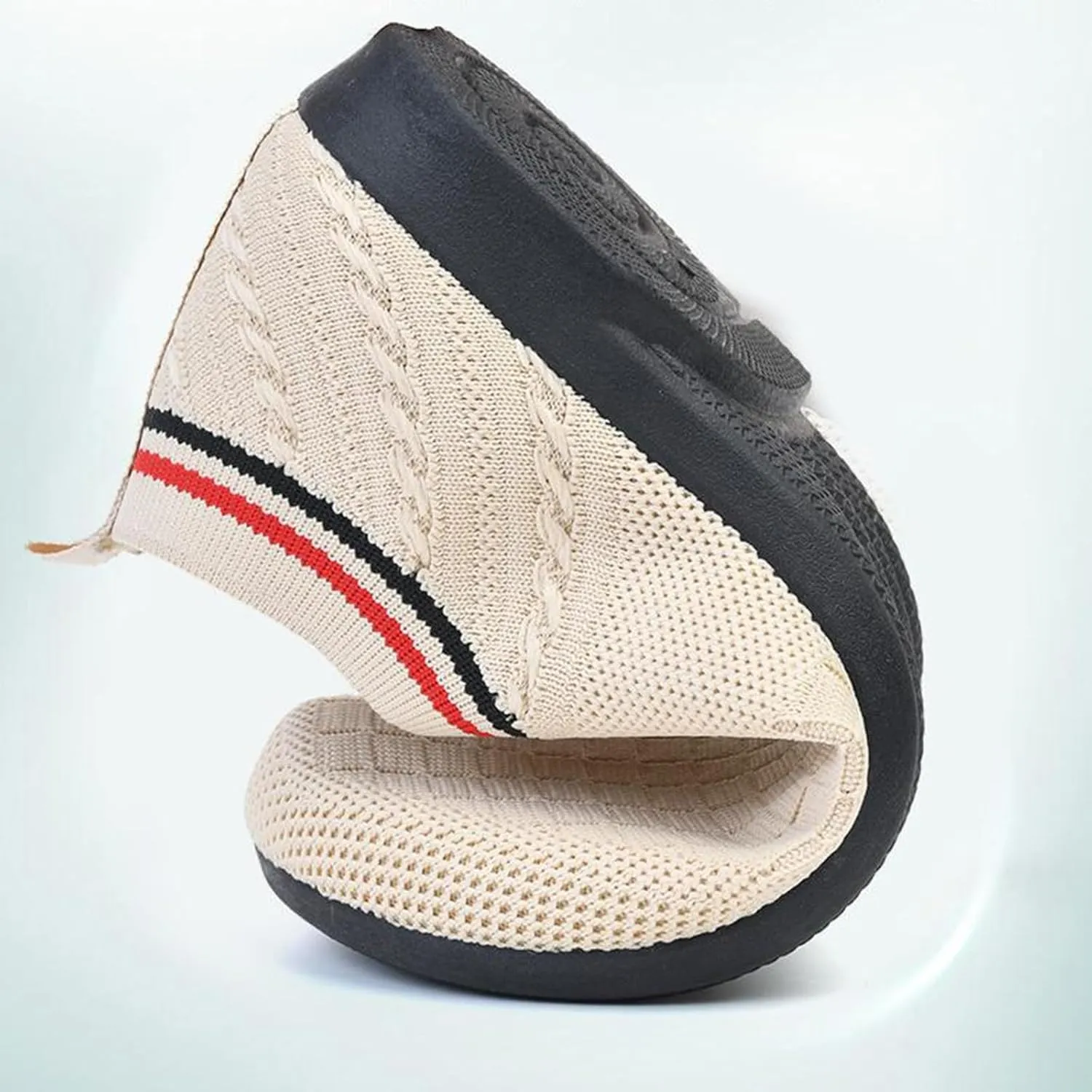 Women's Woven Sneakers Lightweight Slip-On Grip Indoor House Slippers Mesh Breathable Low Top Sneaker Non-Slip Barefoot Walking Shoes
