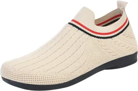 Women's Woven Sneakers Lightweight Slip-On Grip Indoor House Slippers Mesh Breathable Low Top Sneaker Non-Slip Barefoot Walking Shoes