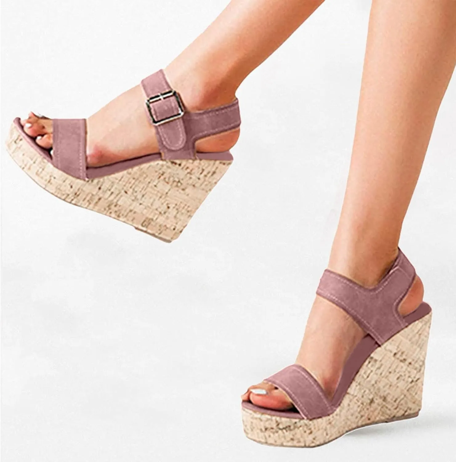 ZBYY Wedge Sandals for Women Dressy,Platform Wedge Sandals Buckle Ankle Strap Peep Toe Slingback High Heel Summer Sandals