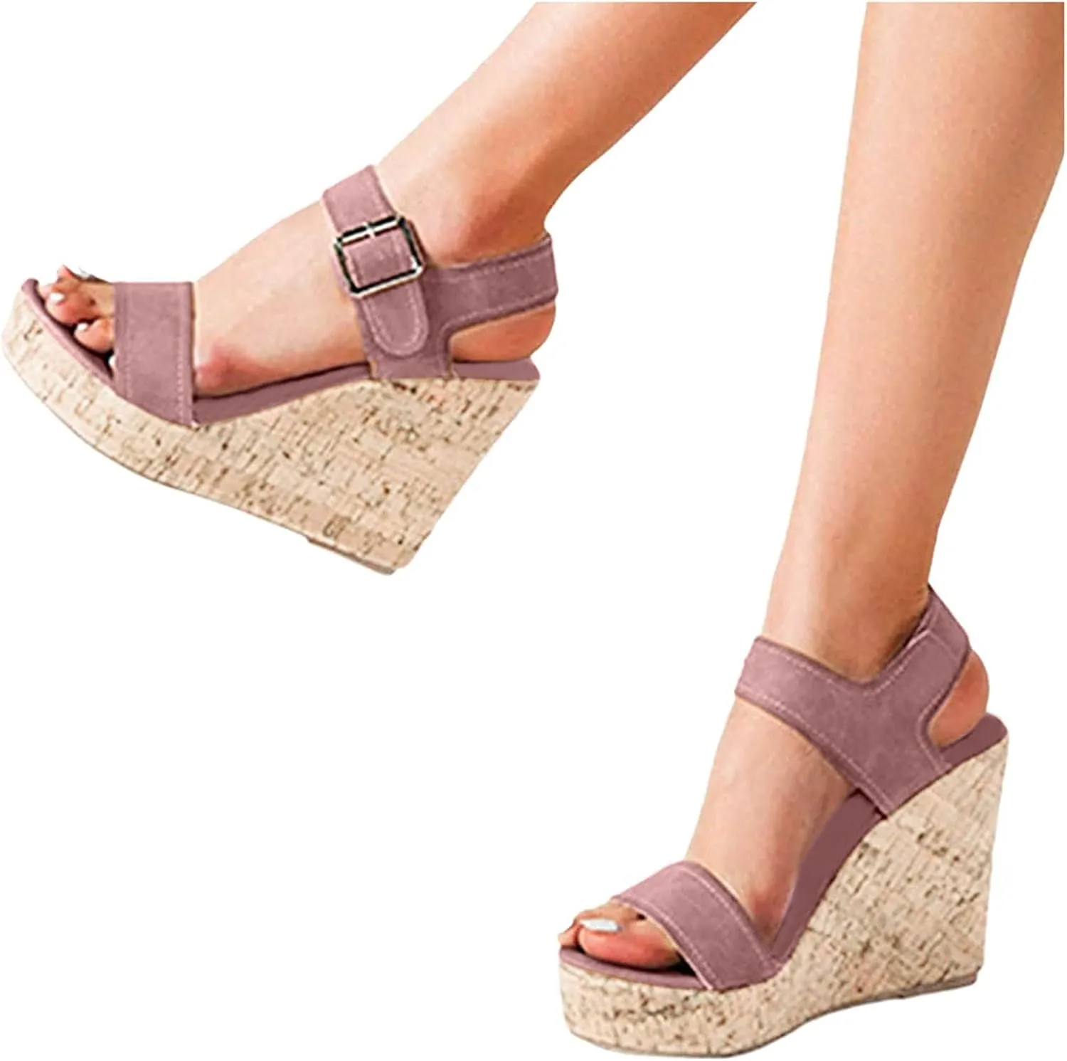 ZBYY Wedge Sandals for Women Dressy,Platform Wedge Sandals Buckle Ankle Strap Peep Toe Slingback High Heel Summer Sandals